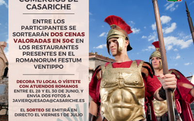 Se sortearán dos cenas valoradas en 50€ en los restaurantes del Romanorum, entre los comercios que participen decorando su local o vistiéndose con atuendos romanos